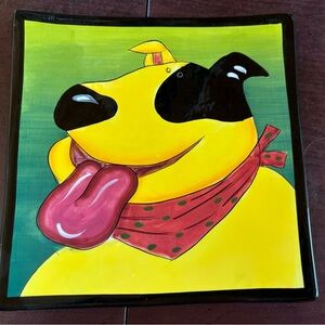 Naylor Designs NWT handpainted 10” wall art with dog